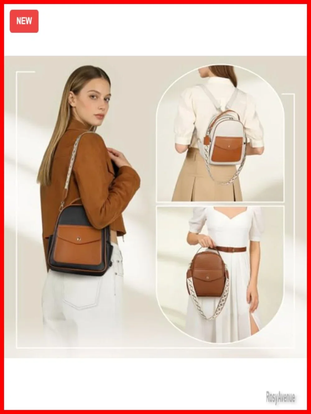 PU Leather Mini Backpack Convertible Shoulder Bag with Replaceable Straps